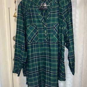 Green Plaid Button-Up Shirt